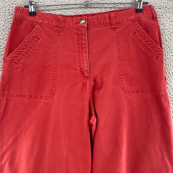 Chicos Pants Womens 3.5 US 18 Plus Red Denim Stretch Utility Capri Pocket Casual - Picture 2 of 12